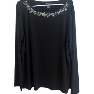 Embroidered Black Floral Blouse